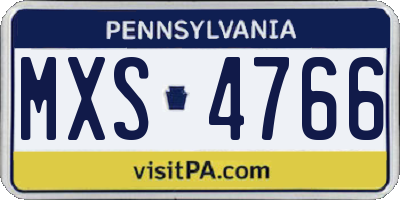 PA license plate MXS4766