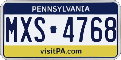 PA license plate MXS4768