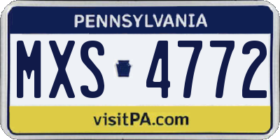 PA license plate MXS4772