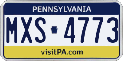 PA license plate MXS4773