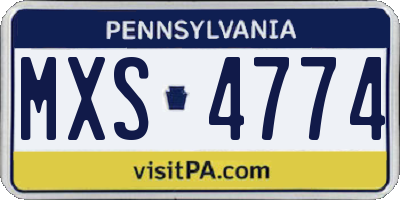 PA license plate MXS4774