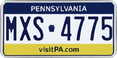 PA license plate MXS4775