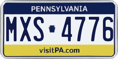 PA license plate MXS4776