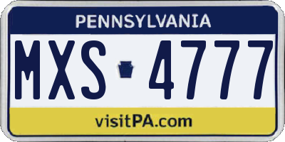 PA license plate MXS4777