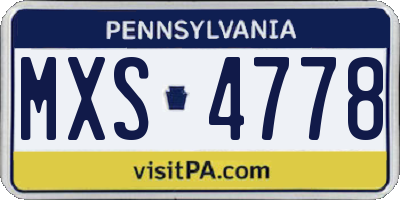 PA license plate MXS4778
