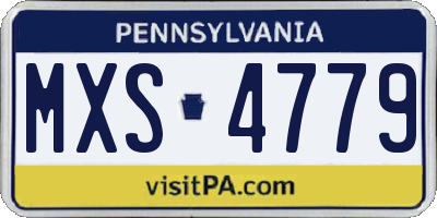 PA license plate MXS4779