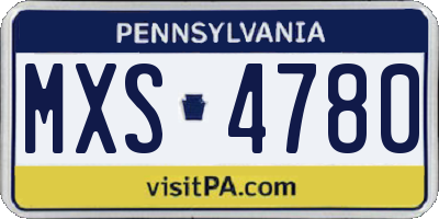 PA license plate MXS4780