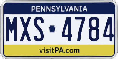 PA license plate MXS4784