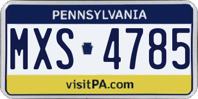 PA license plate MXS4785