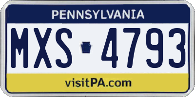 PA license plate MXS4793