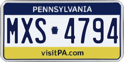 PA license plate MXS4794