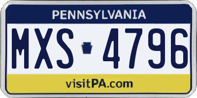 PA license plate MXS4796