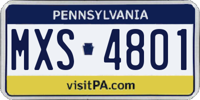 PA license plate MXS4801