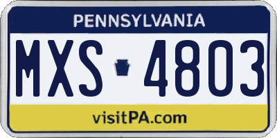 PA license plate MXS4803