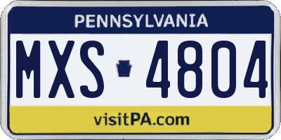 PA license plate MXS4804