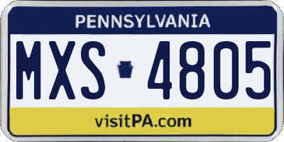 PA license plate MXS4805