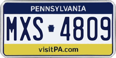 PA license plate MXS4809