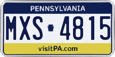 PA license plate MXS4815