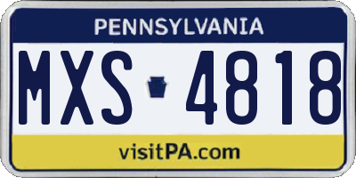 PA license plate MXS4818