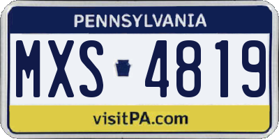 PA license plate MXS4819