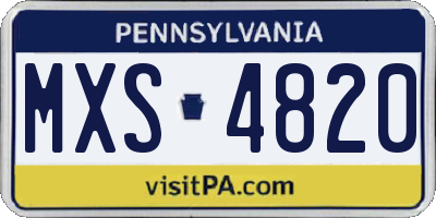 PA license plate MXS4820