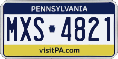 PA license plate MXS4821