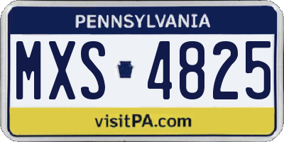 PA license plate MXS4825