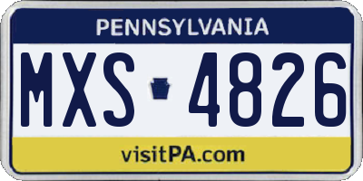 PA license plate MXS4826
