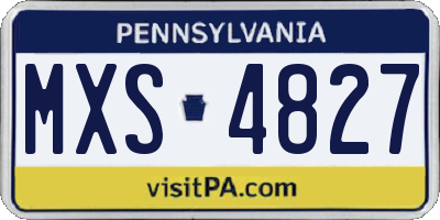 PA license plate MXS4827