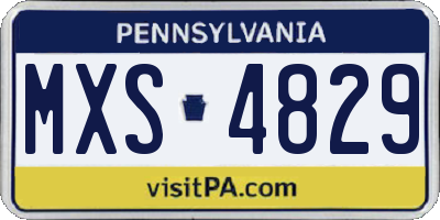 PA license plate MXS4829