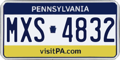 PA license plate MXS4832