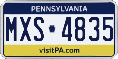 PA license plate MXS4835