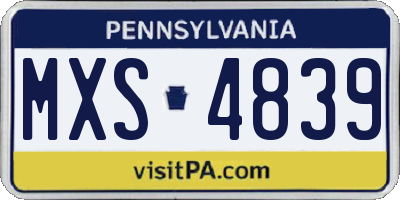 PA license plate MXS4839