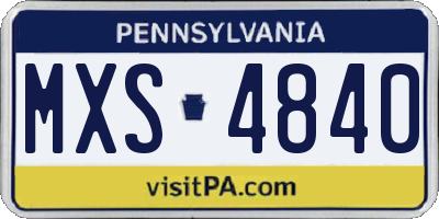 PA license plate MXS4840