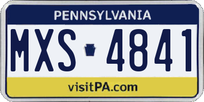 PA license plate MXS4841