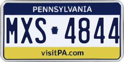 PA license plate MXS4844