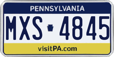 PA license plate MXS4845