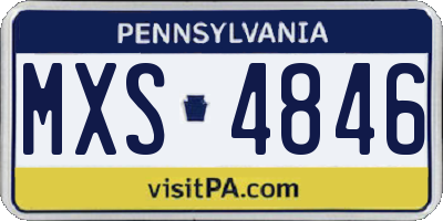 PA license plate MXS4846