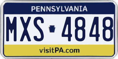 PA license plate MXS4848