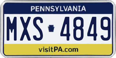 PA license plate MXS4849