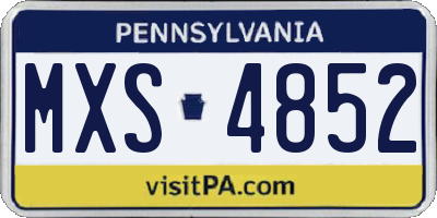 PA license plate MXS4852
