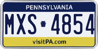 PA license plate MXS4854