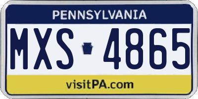 PA license plate MXS4865