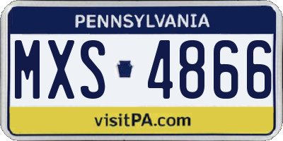PA license plate MXS4866