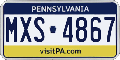 PA license plate MXS4867