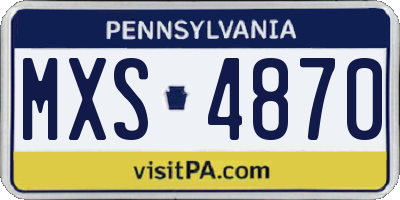 PA license plate MXS4870