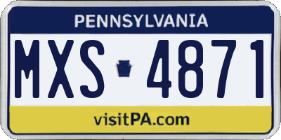 PA license plate MXS4871