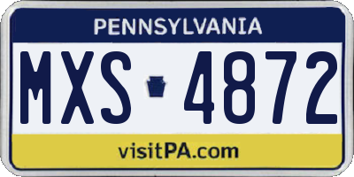 PA license plate MXS4872
