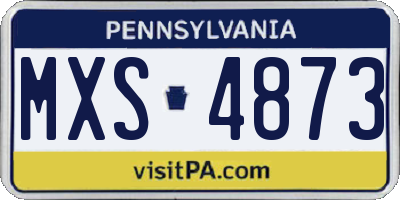 PA license plate MXS4873