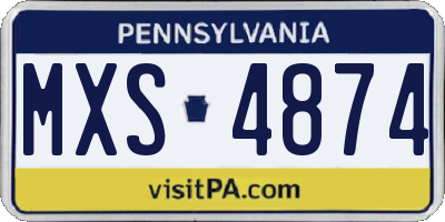 PA license plate MXS4874